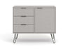 Grey Sideboard Cupboard With 1 Doors, 3 Drawers Living Room Storage Furniture