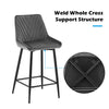 2x Velvet Grey Bar Stool Kitchen Counter Breakfast Chair Pub Restaurant Cafe