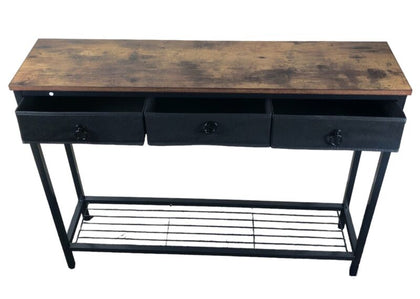 Industrial Wooden Retro Narrow Slim Console Side Table Drawers Hallway Furniture