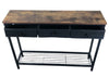 Industrial Wooden Retro Narrow Slim Console Side Table Drawers Hallway Furniture