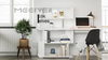 L Shaped Computer Desk Corner Desk 360 Degree Rotatable Shelves Natural wood