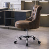Classic Chesterfield Brown Faux Leather Office Chair Swivel Adjustable Desk Seat