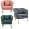 Modern Occasional Velvet Armchair Scallop Wing Back Chair with Golden Legs Sofa