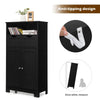 Bathroom Floor Cabinet Wooden Storage Cupboard with Adjustable Shelf & Doors