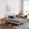 4FT6 Modern Double Bed Frame Wooden Pine Grey For Adults Kids Teenagers Bedroom