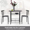 3pcs Breakfast Dining Table & Chairs Set Kitchen Furniture Set w/ Shelf Black