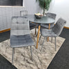 Dining Table Set Of 4 Round Grey Dining Table And 4 Grey Velvet Tufted Chairs