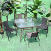 Outdoor Glass Table Patio Garden 105CM Square Table with Parasol Hole MetalFrame