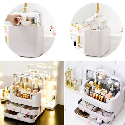 Portable Makeup Organizer Cosmetic Storage Display Stand Plastic Waterproof