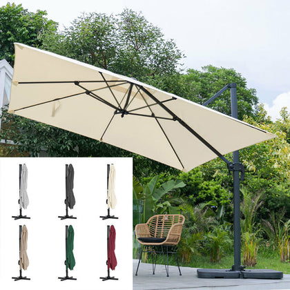 XL 3x3m Square Banana Parasol Outdoor Garden Patio Cantilever Hanging Umbrella