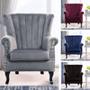 Velvet Fabric Armchair Lounge Tub Chair Queen Anne Fireside Sofa Oyster Wingback