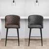 Pair of Bar Stools Faux Leather Padded Seats Metal Legs Bar Chairs Kitchen