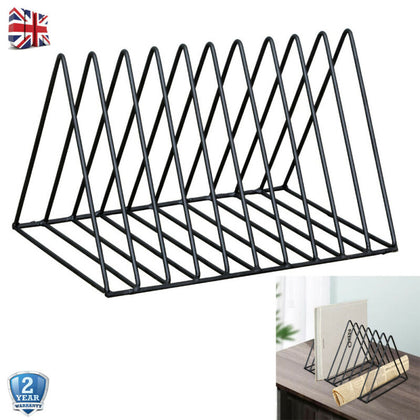 10 Sections Metal Magazine File Holder Paper Book Desk Storage Boxes Home Office