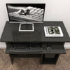 Black Compact Small Computer Desk PC Table Keyboard Tray Storage Shelf Corner