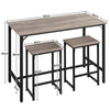 Dining Table Set Industrial Kitchen Table Set with 2 Stools for Small Space
