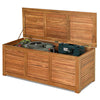 180L Storage Box Outdoor Patio Deck Wooden Garden Bench for Cushions & Tools