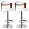 Set of 2 Wood Bar Stools Chrome Base Breakfast Pub Chair Kitchen Home Furniture