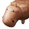 Hippo Faux Leather Animal Stools Footstools Ottomans Kids Gift Toy Brown / grey