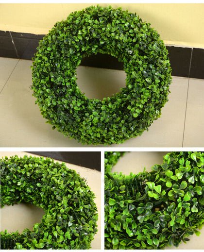 Home Round Artificial Wreath Boxwood Party Home Office Decor Indoor/Outdoor