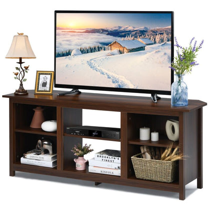 TV Stand for TVs up to 65 Inches Wooden Modern TV Console Table W/6 Open Storage