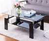 Glass Coffee Table With Storage Modern Living Room Furniture Tea Coffee Table