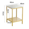 22'' Tall Marble End Table Gold Nightstand Shelf Lamp Photo Vase Books Side Desk