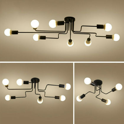 Retro Industrial Chandelier Steampunk Semi Flush Mount Ceiling Lighting Fixtures