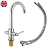 Chrome Bathroom Kitchen Sink Mixer Taps 360 Swivel Spout Double Lever Faucet UK