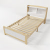 Kids Bed 3FT Single Size Bed Solid Pine Wooden Bed Frame w/Storage Headboard QF