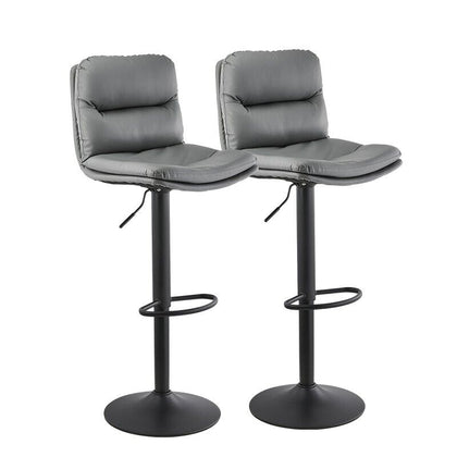 Set of 2 Bar Stools Breakfast Stools With Foot Rest Swivel Gas Lift Modern Grey