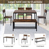 6Pcs Compact Dining Table 4 Chairs Bench Set Wooden Metal Legs Kitchen Furniture