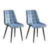 Set of 2 Dining Chair Velvet Soft Padded Seat and Backrest Metal Legs Kitchen