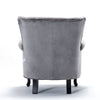 European Retro Grey Fabric Armchair Single Small Bar Sofa Black Legs Stud Design