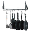 Kitchen Hanging Pot Pan Rack Wall Mount Storage Shelf Holder 10 Hooks