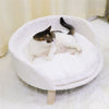 Super Soft Elevated Dog Bed - Half Round Raised Pet Sofa Chair Seat with Cushion