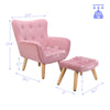 Toddler Chair 2pcs Kids Sofa Set Sofa & Ottoman Lounge Couch Wood Legs Armchair
