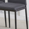 4x Black Fabric Dining Chairs & Round Glass Dining Table Black Metal Legs Set