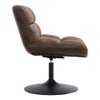 ExtraSoft Swivel Leisure Chair Brown Leather Mid-Century Armless Seat Desk Chair