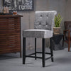 Velvet Bar Stools Kitchen High Chairs Button Roll Back Breakfast Stools Pub Bar