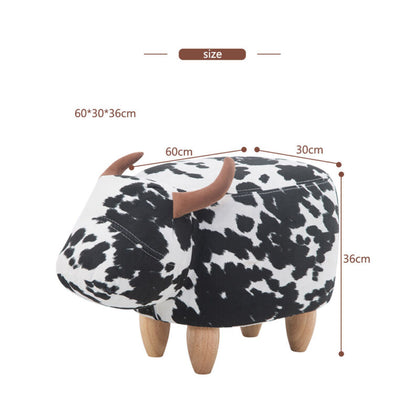 Cow Footstool Ottoman Cushion Padded Upholstered Stool Pouffe Footrest Seat Kids