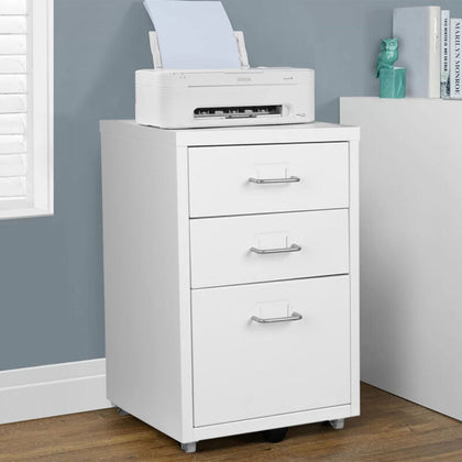 3 Drawers Metal Home Office Filing Cupboard Unit on Castors Cabinet White/Black