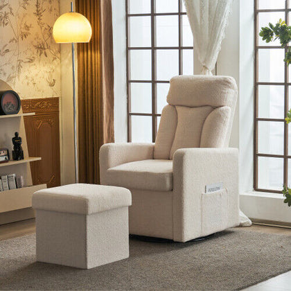 Swivel Chair with Ottoman Footrest Stool Armchair Single Padded Seat Sofa BT