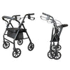 New Folding Rollator Disablity Aid Mobility Walker 4 Wheels with Seat Black