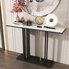 Rectangle Console Table Hall Marble Slate Accent Table with Large Pedestal Base