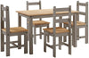 Corona Dining Table & 4 Chairs Grey Wax Budget Set