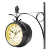 Outdoor Garden Wall Clock Round Metal Frame Double Sided Station Clock Quartz