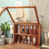 Desktop Makeup Storage Display Cabinet 2 Tier Wooden Shelf Box with Clear Door