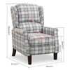 ONPNO Tartan Reclining Chairs Wing Back Armchair For Living Room Grey