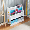 Children Bookshelf Kids Sling Book Rack with Storage Bins Toys Organizer White