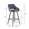 Pair of Grey Bar Stools Velvet Bar Chairs with Soft Cushion Modern Metal Legs